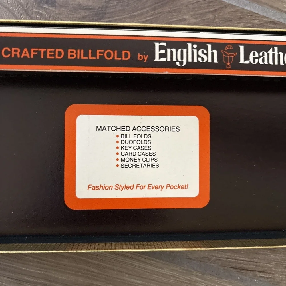 English Leather Designer Collection Leather Trifold Wallet Vintage 780388 Black